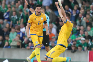 Фотография к новости: Cборная Казахстана по футболу сыграла исторический матч в Белфасте