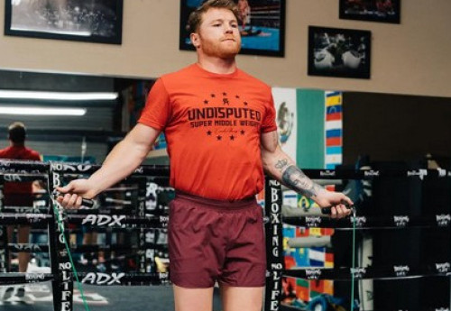 Фотография к новости: Казахстанские боксёры начали совместные тренировки с Канело