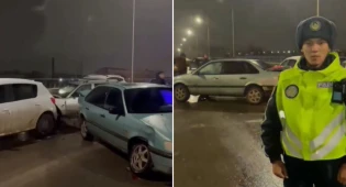 12 авто столкнулись на мосту в Актобе