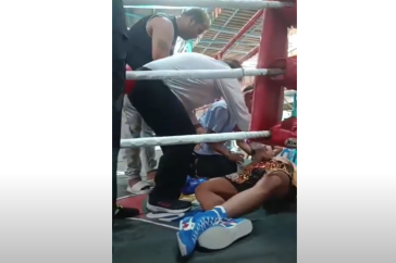 Фотография к новости: Непобеждённого боксёра брутально нокаутировали в бое за титул в весе Алимханулы