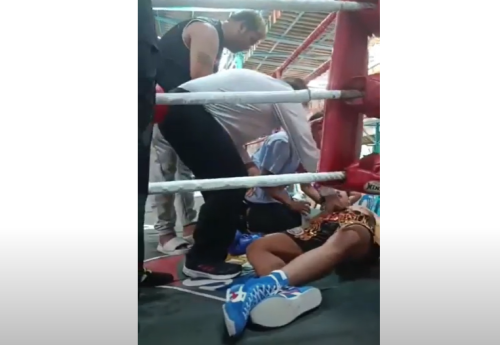 Фотография к новости: Непобеждённого боксёра брутально нокаутировали в бое за титул в весе Алимханулы