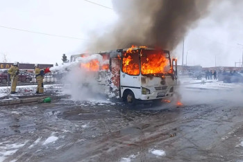 Фотография к новости: Пассажирский автобус загорелся в области Жетысу