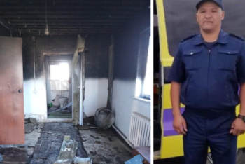 Полицейский едва не погиб, спасая семью из пожара в Актюбинской области