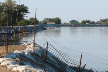 В Махамбетском районе Атырауской области уровень воды в реке Урал снижается