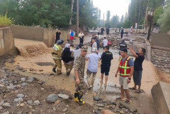 Фотография к новости: Мощные селевые потоки  в Кыргызстане уносят людей и автомобили