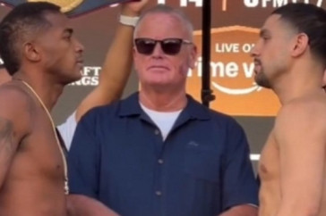 Фотография к новости: Чемпион мира в весе Алимханулы прошёл взвешивание перед боем