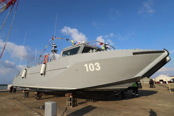 Фотография к новости: Первый построенный в Мангистау военный катер спустили на воду