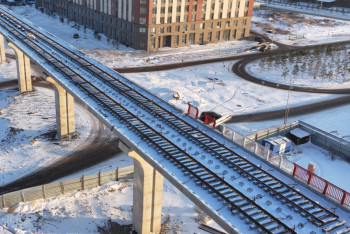 Фотография к новости: Рельсы проложили на одном из участков LRT в Астане