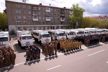 Фотография к новости: В СКО проводили домой спасателей из других регионов