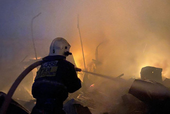 Огнеборцы вынесли 25 баллонов из пылающего огнем коровника в Шымкенте