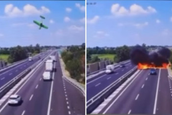 Фотография к новости: Легкомоторный самолет упал на шоссе в Италии, погибли два человека