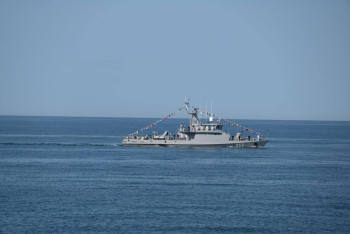 Фотография к новости: В акватории Каспия прошёл парад военных кораблей