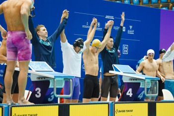 Фотография к новости: Мужская сборная Казахстана по плаванию серебряный призёр Исламских игр в Эр-Рияде