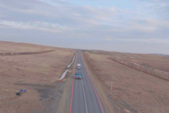 Фотография к новости: На смертельной трассе в Карагандинской области впервые нанесли сигнальную полосу