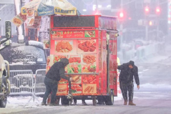 Фотография к новости: Зимний шторм парализовал Нью-Йорк и привел к отмене сотен авиарейсов